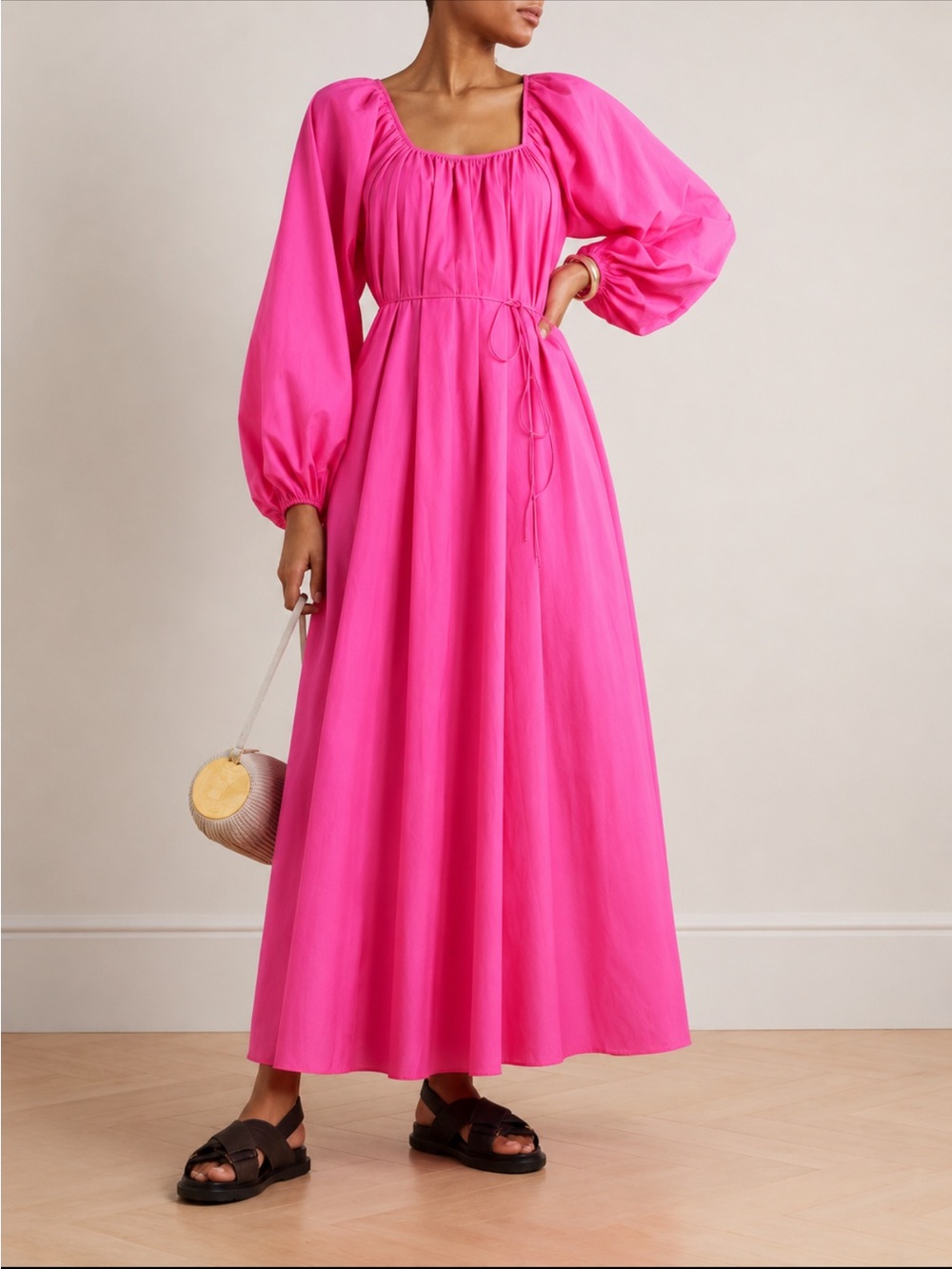 MATTEAU | The Decolette cotton and silk-blend maxi dress NWT